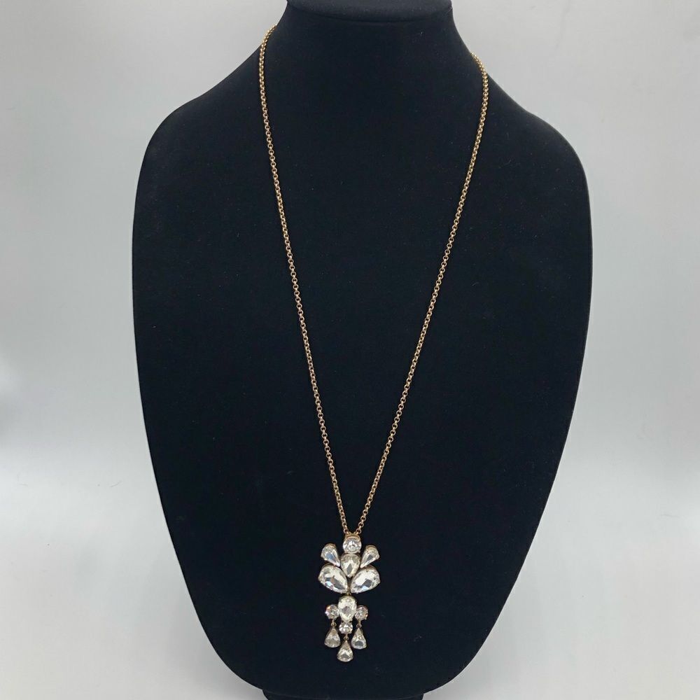 J. Crew Long GoldTone Chain w/ GlassBeads Pendant